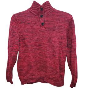 Calvin Klein Boy's Red Spacedye Marled CK Mockneck Pullover Sweater Size M 10-12